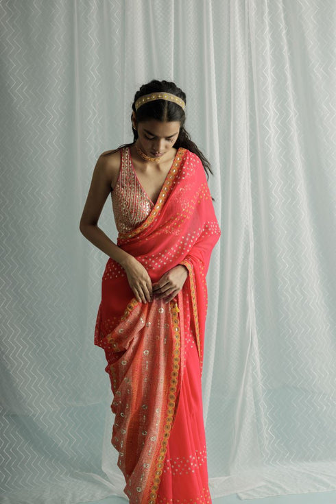 Fuschi siah sari with blouse