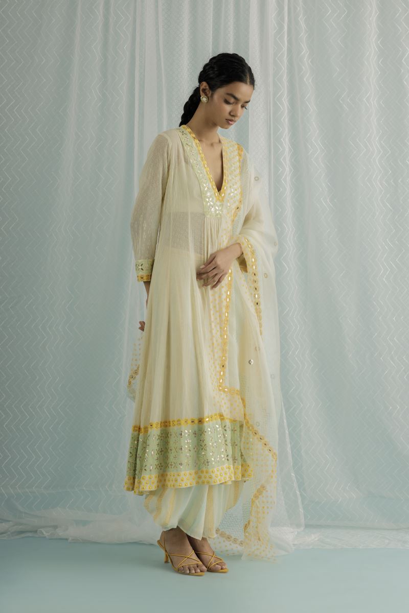 jauhara anarkali set ivory