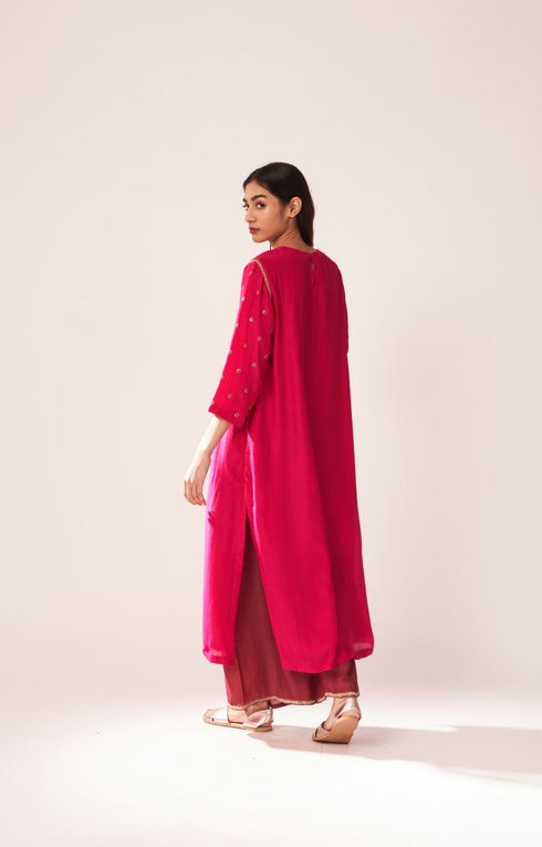 Place The Dot rani & maroon kaavish kurta with pants