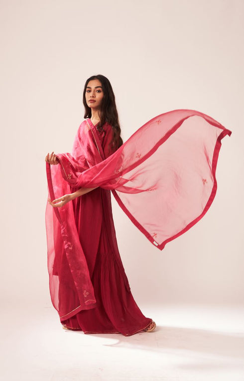 Place The Dot red sharara set