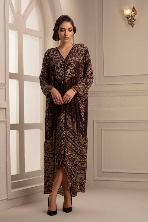 Rajdeep ranawat black printed bandhani silk crepe dress