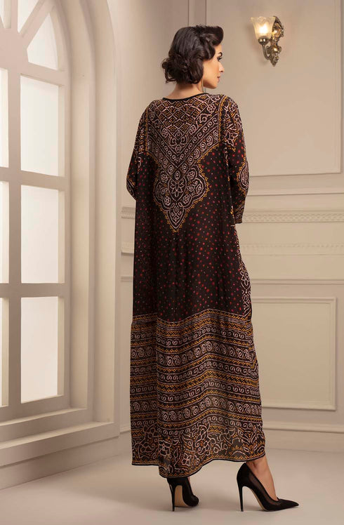 Rajdeep ranawat black printed bandhani silk crepe dress