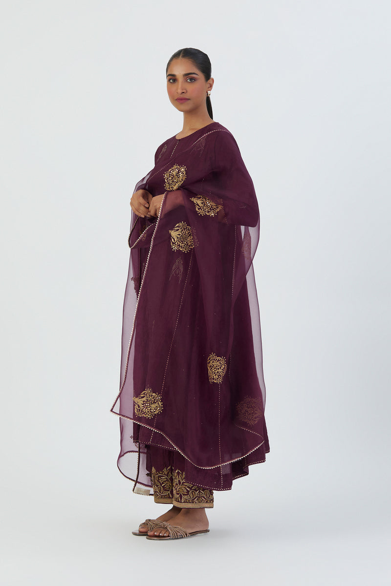 Buy - Deepa wine dupatta | Elan Store