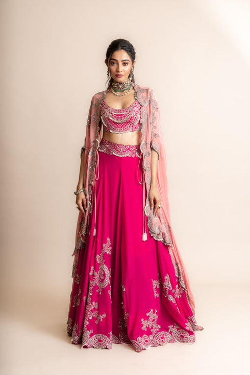 Buy - Cape with lehenga set-1 | Elan Store