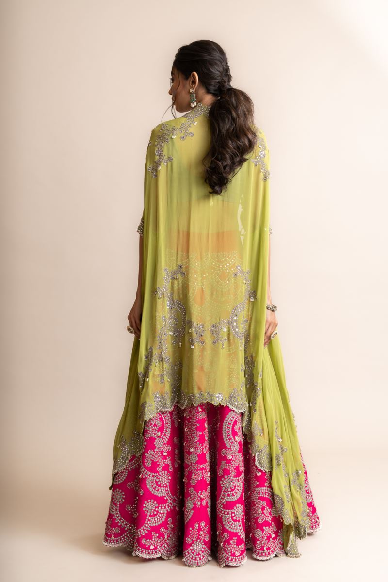 Fuchsia Lehenga Set with Hand Embroidery