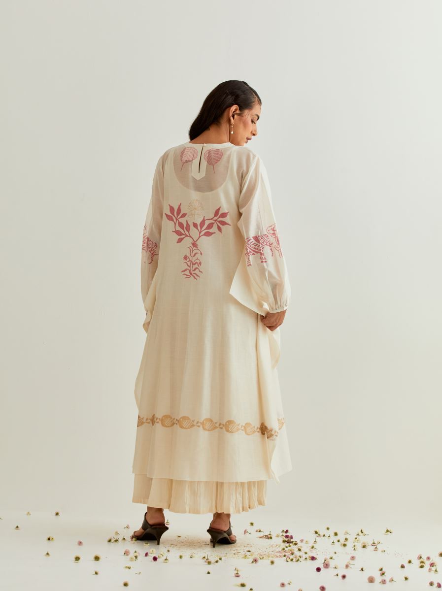Ivory Deep-V Cotton Kurta