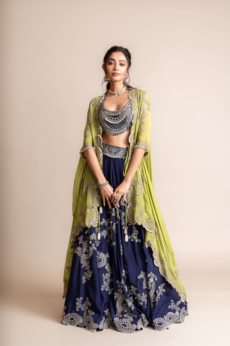 Machine Cutiekins Embroidered Lehenga Choli & Dupatta Set-Sky Blue & Golden  at Rs 449 in New Delhi