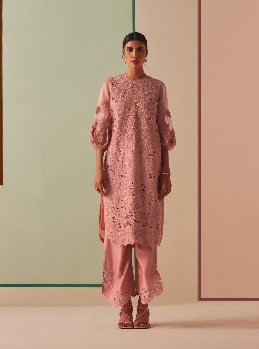 Buy Zebein India Martha Linen Cutwork Pants  Beige for Women Online  Tata  CLiQ Luxury