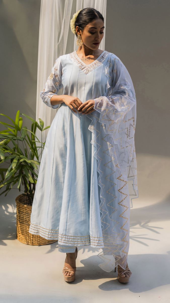 Buy - Cool blue alia anarkali set | Elan Store