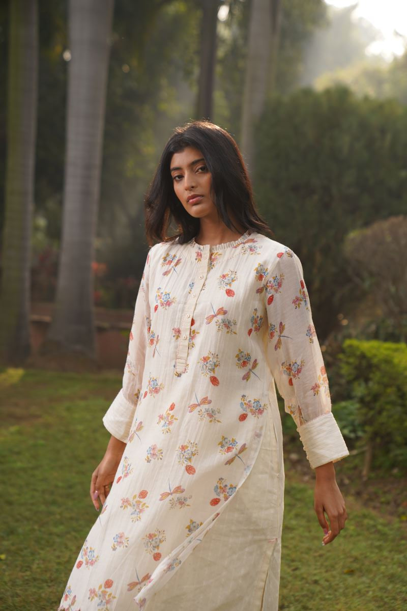 Buy - Dragon off white kurta | Elan Store