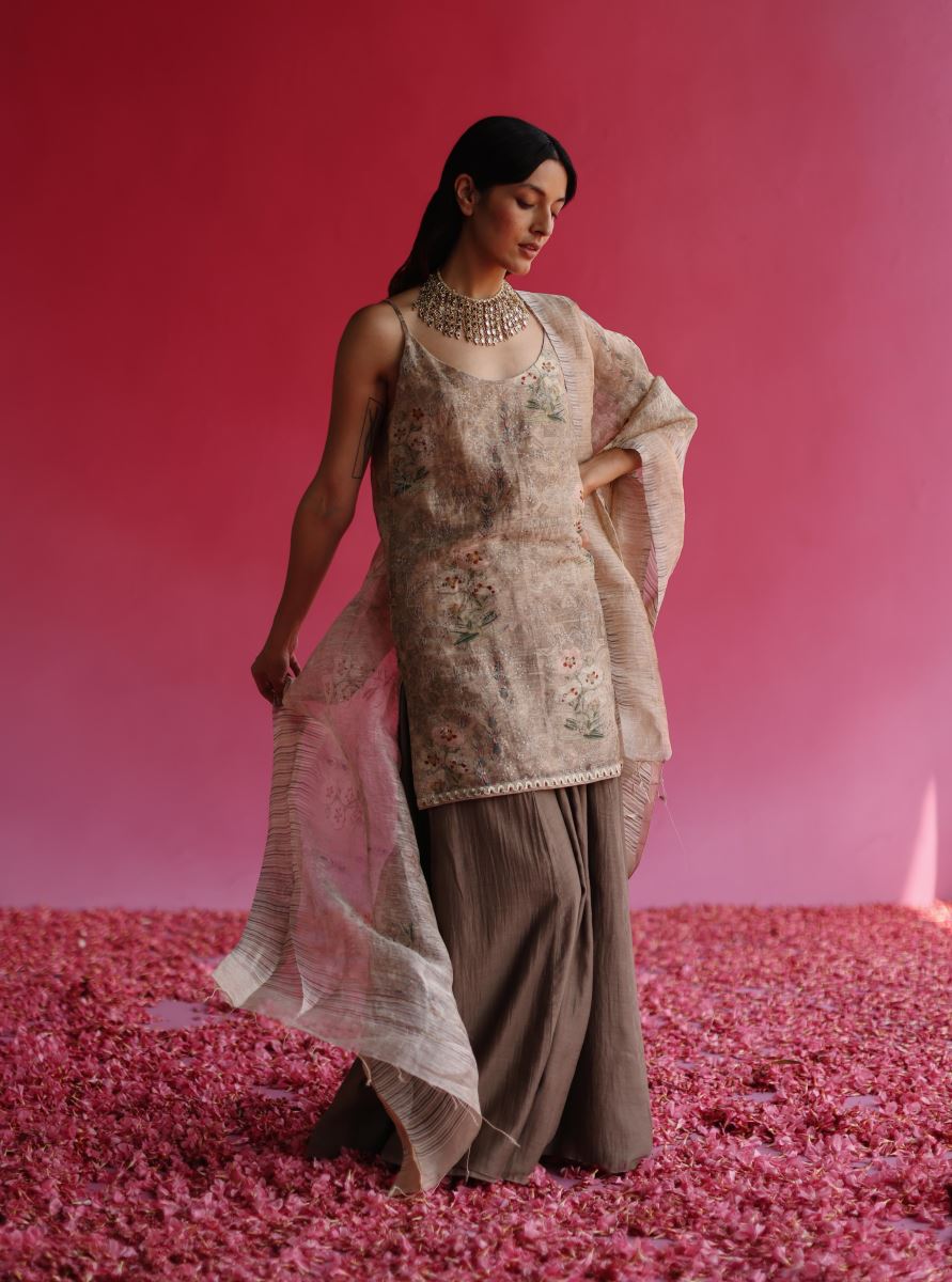 Buy Nanda grey gharara set Elan Store