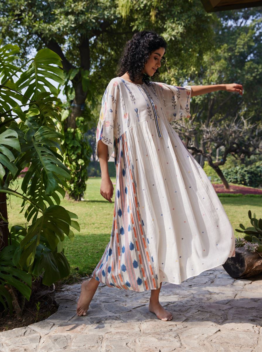 Buy Off white tulip yoke dress Elan Store