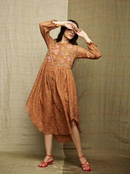 sachin and babi light blue dress Buy Juniper Rust Tiered Dress With Multicolor Embroidered Yoke And Tassel  Tie-Up Online at Low Prices main image 0