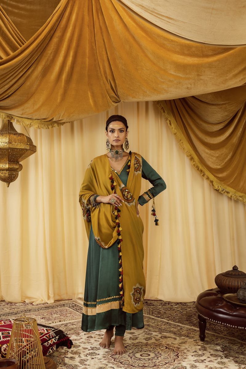 Teal Green Net Anarkali Suit With Net Dupatta main image 0