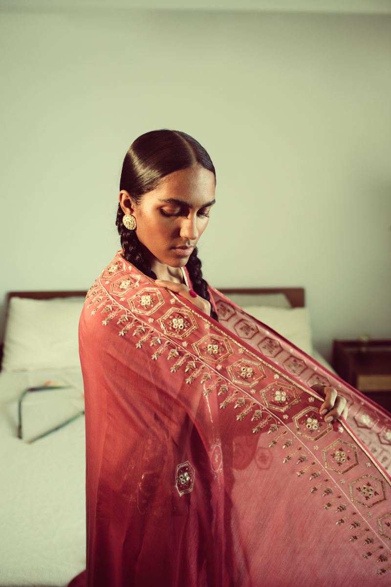 Buy Watermelon jaipuri dupatta Elan Store